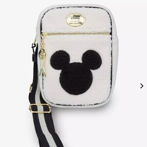 Disney Black and White Mickey Mouse Ski Crossbody Sherpa Bag NWT OUR UNIVERSE
